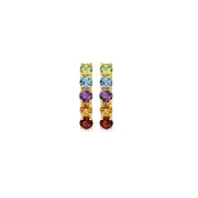 9ct Gold Multi Gemstone Claw Set Stud Earrings in Multi-colour