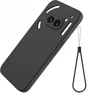 GOVMEIE Designed for Nothing Phone 2a Case with Lanyard, Phone Strap and Liquid Silicone Phone Case (Camera Protective & Soft Microfiber Lining) (Black)