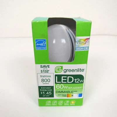 Greenlite Dimmable12W LED Light Bulb 60W Equivalent Replacement 800 Soft White