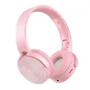 Laser Wireless Foldable Headphones Pink - 15-Hour Playtime - Bluetooth - Voice Assistant - MicroSD Slot - Lightweight & Comfortable On-Ear Cups