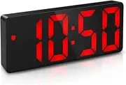 ORIA Digital Alarm Clock, LED Alarm Clock with 6.5inch Large Display, USB Powered LED Clock with Date, Snooze, Temperature, Adjustable Brightness Function, Desk Clock for Home, Office -Red