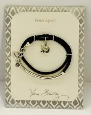 Vera Bradley Bird Wrap Bracelet Free Spirit Dove Black Silver Great Gift NIP $32