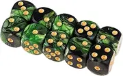 Dice 10pcs 6-Sided Dice Set Bright Colors 16 mm Gaming Dice for Games Casino Gifts Teaching Playing Table Game Dices Dice Set (Size : Green Black as desc)