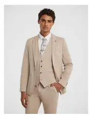 [yd.] Hayman Stretch Skinny Suit Jacket in Beige