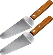 2 Pieces Pie Server Stainless Steel Pie Server Shovel Cake Holder Transfer Triangular Transfer Spade Spatula Baking Server Shovel with Wooden Handle