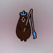 Brown Bear Fishing Patch — Iron On Badge Embroidered Motif — Cute Fun Animal