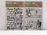 2 Rub On Transfers Vintage Fashion & Birthday Words Crafters Square Arts Craft