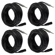 4-Pack 50ft XLR Quarter Stereo 1/4" DJs Cables to 3-Pin XLR Female Audio Cables