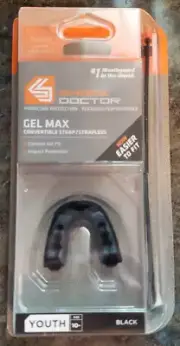 Shock Doctor Strap/Strapless Black Gel Max Youth 10 Mouthguard...NO BRACES...NIP