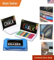 Dustless Chalk With Microfiber Eraser Washable & Reusable 12 White Chalks + 1...