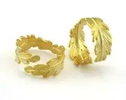 Leaf Adjustable Ring Matte Gold Plated brass (19mm 9US size - Adjustable ) 3217