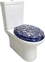 EUSC002-2 Sand and Shell Bluewash Soft Close Toilet Seat 2 Pieces, Blue