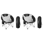 KingCamp Folding Saucer Lounge Chair with Cup Holder Storage, Black/Medium Gray