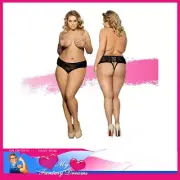 Ashella Lingerie - Madonna Crotchless Stretchy Undies Panties 8-12 Au Black