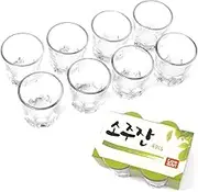 Korean Soju Shot Glasses Set 8PCS, Also for Whiskey,Tequila,and Liquor, Dishwasher Safe Clarity Glassware, 1.7 oz