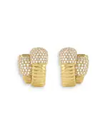 Alberto Milani 18K Yellow Gold Via Mercanti Diamond Pave Double Tubogas Hoop Earrings