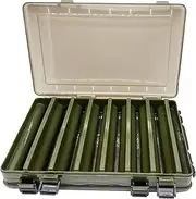 14 Compartments Double-Sided Visible Fishing Lure Hook Tackle Box Hard Plastic Orange/Yellow Container Box for Fishing Lures Hooks Jewelry Beads Earring (1pcs-army green-14compartments)