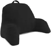 Microsuede Bed Rest - Reading and Bed Rest Lounger - Bed Pillow, Black
