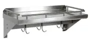 24" John Boos Stainless Steel wall shelf with hooks and Galley
