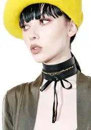 [WREN AND GLORY] Thick Leather Druzy Choker
