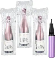 Kivsty Wine Bottle Travel Protector Bags, 50 Packs Inflatable Air Column Packaging Bubble Bag with Free Inflator Pump, Liquor Bottle Covers Wine Sleeves for Airplane Travel, Shipping, Moving