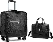 [VH&GRED] 2-Piece Leather Luggage Set Stylish and Lightweight Carry-On Suitcase Set for Both Men and Women, Perfect for Air Travel, black, 16IN