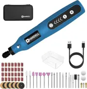 Cordless Rotary 5 Variable Speed Mini Rotary Tool Kit with 61 Accessories (Blue)