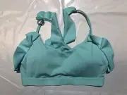Women's Nike Indy Feature Femme Ruffle Bra Light Aqua Sz M BV3584-434