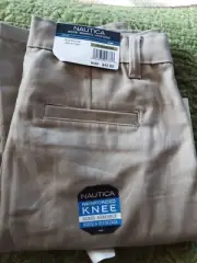 Nautica Boys' School Uniform Flat Front School Pant Burnished Khaki Sz 14