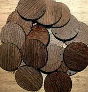 60 KILN DRIED SANDED EXOTIC AFRICAN WENGE EARRING / WOOD / TAG BLANKS 1"