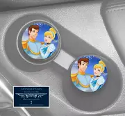 CINDERELLA & PRINCE CHARMING CUSTOM SANDSTONE CAR DRINK HOLDER COASTER SET (2)