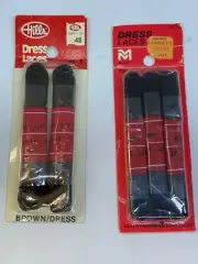 Lot of 2 Packs, Vintage shoelaces (2) 24” Brown & (3) 27” Black Laces Dress Flat