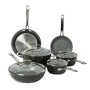 Kitchen Essentials 10 Piece PFA Free Titanium 10-Piece Cookware Set Black