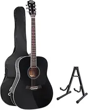 41 Inch Guitar Set Acoustic 21 Fret Positions Guitar Classical Guitar CAPO Strap Tuner Pick ALPHA - Black