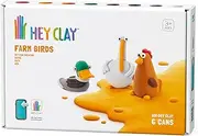 [HEY CLAY] Farm Birds: Duck, Goose, Hen Set - Colourful Modelling Kids - Air-Drying Clay Kit 6 Tins with Fun Interactive Instructions App