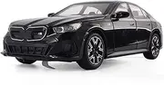 Scale Finished Model Car 1:24 Scale for BMW I5 M60 Luxury Car with Sound Light Pull-Back Scale Die-cast Car Model Collectibles Die-cast Vehicle(Black)
