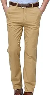 [Generic] Men's Signature Expandable Waist Flat Front Pant Stretch No Iron Classic Pants Slim Fit Dress Trouser, Khaki 2, 40