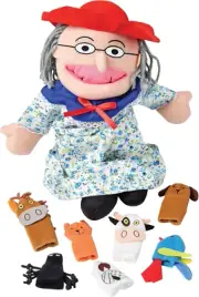 There Was an Old Lady Who Swallowed a Fly Finger Puppet and Props Set, Visual Le