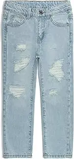 [Kidscool Space] Baby Boys Jeans,Little Boy Elastic Band Inside Ripped Washed Soft Cotton Denim Pants