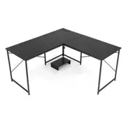 Giantex Corner Computer Desk Reversible L-Shaped Desk w/Built-in Power Strip Black