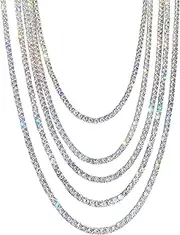 [Gem's Beauty] Moissanite Tennis Necklace 3mm-6.5mm 925 Silver Plated With 14k White Gold Moissanite Necklace For Women Men Handmade Gifts Anniversary Birthday