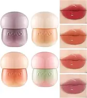 Set of 4 Lip Gloss Set, Nourishing Crystal Jelly Lip Gloss 4-Colour Mirror Water Shine Lip Glaze Cute Small Pine Cones Shaped Long Lasting Moisturising Plumping Lip Gloss Set