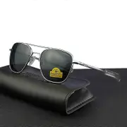 Top Quality American Army Military Pilot RANDOLPH RE Sunglasses Glass Lens Men Brand Designer Sun Glasses Driving Male Size 55mm RE-silver-gray