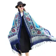 ANYYOU 100% Merino Wool Sky Blue Silk Satin Large Winter Scarf Pashmina Shawl Bandana Perfect For Women Ladies Fashion Style