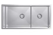 Abey Piazza Double Square Bowl Undermount/Inset Sink CR500D