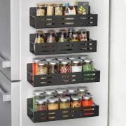 4 Pack Magnetic Spice Rack For Refrigerator Organizer Strong Shelf Seasoning
