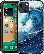 WANKBLC for iPhone 13 Mini Case, Shockproof Protective for Man Women Non-Slip for iPhone 13 Mini Cartoon Huge Ocean Wave Crazy Pattern