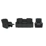 Rancher 3+1+1 Fabric Recliner Lounge Suite - Charcoal
