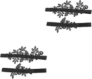 [JEWEDECO] 2 Sets Garters for Wedding Elegant Legs Belt Bands Garters for Bride Addition to Lingerie Black