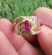 Natural Red Ruby African Ruby For Men Graceful Sterling Design Ring Silver 925